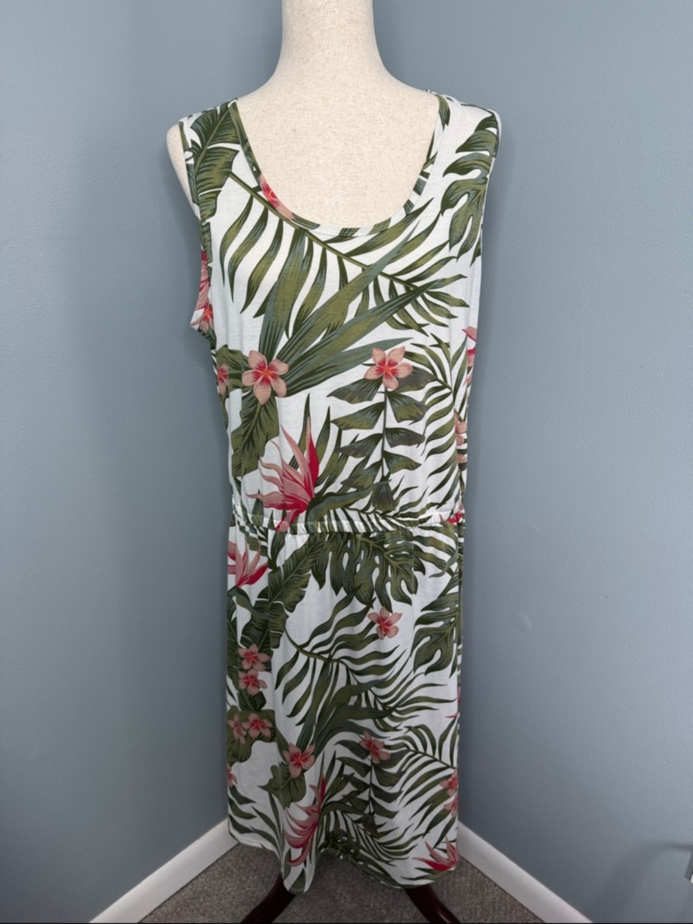 Lularoe Women’s Green Birds of Paradise Midi Dress Sz 2XL